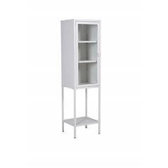 High Thin Cabinet w shelf - White