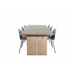 Logger Dining Table - Smoked Oak - 210 cm, Arctic Dining Chair - Black Legs - Khaki Plastic_6