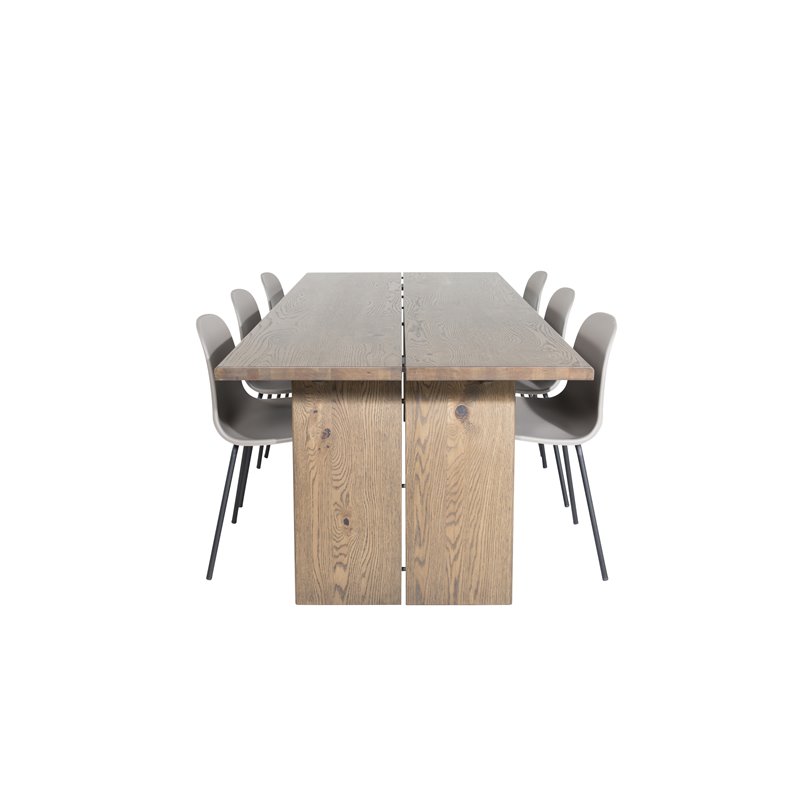 Logger Spisebord - Røget Eg - 210 cm, Arctic Dining Chair - Sorte Ben - Khaki Pla stic_6