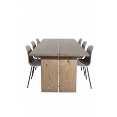 Logger Spisebord - Røget Eg - 210 cm, Arctic Dining Chair - Sorte Ben - Khaki Pla stic_6