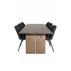 Logger Dining Table - Smoked Oak - 210 cm, Gemma Dining Chair - Black Legs - Black Fabric_6