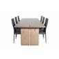 Logger Dining Table - Smoked Oak - 210 cm, Slim High Back Dining Chair - Black Legs - Black PU_6