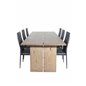 Logger Dining Table - Smoked Oak - 210 cm, Slim High Back Dining Chair - Black Legs - Black PU_6