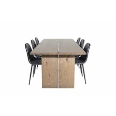 Logger Dining Table - Smoked Oak - 210 cm, Polar Dining Chair - Black / Black_6