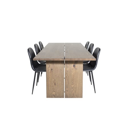 Logger Dining Table - Smoked Oak - 210 cm, Polar Dining Chair - Black / Black_6