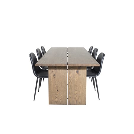 Logger Dining Table - Smoked Oak - 210 cm, Polar Dining Chair - Black / Black_6