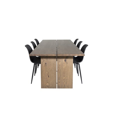 Logger Dining Table - Smoked Oak - 210 cm, Polar Plastic Dining Chair - Black Legs / Black Plastic_6