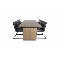 Logger Dining Table - Smoked Oak - 210 cm, Art Armchair - Black / Black_6