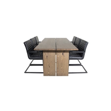 Logger Dining Table - Smoked Oak - 210 cm, Art Armchair - Black / Black_6