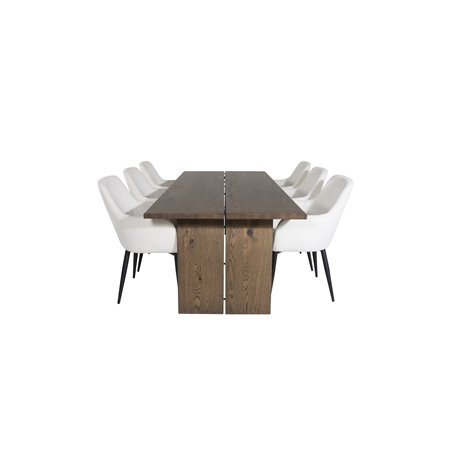 Logger Dining Table - Smoked Oak - 210 cm, Comfort Dining Chair - Beige / Black_6