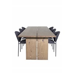 Logger Dining Table - Smoked Oak - 210 cm, Vault Dining Chair - Black Legs - Black Fabric_6