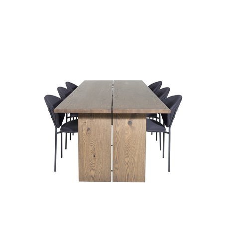 Logger Dining Table - Smoked Oak - 210 cm, Vault Dining Chair - Black Legs - Black Fabric_6