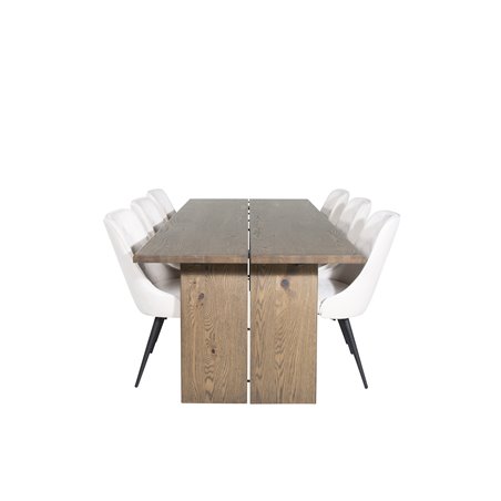 Logger-ruokapöytä - Savustettu tammi - 210 cm, Velvet Deluxe -ruokailutuoli - beige / musta_6