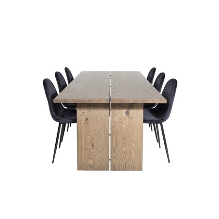 Logger Dining Table - Smoked Oak - 210 cm, Polar Dining Chair - Black legs / Black Velvet (ersätter 19902-888)_6