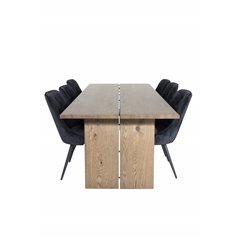 Logger Dining Table - Smoked Oak - 210 cm, Velvet Deluxe Dining Chair - Black / Black_6