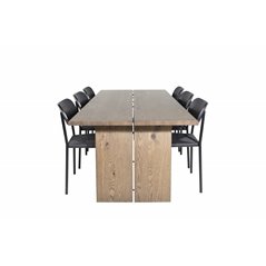 Logger Dining Table - Smoked Oak - 210 cm, Polly Dining Chair - Black / Black_6