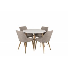 Plaza Round Dining Table - ø 100cm - White / Oak, Plaza Dining Chair - Light Grey / Oak_4