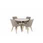 Plaza Round Dining Table - ø 100cm - White / Oak, Plaza Dining Chair - Light Grey / Oak_4