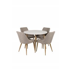 Plaza Round Dining Table - ø 100cm - White / Oak, Plaza Dining Chair - Light Grey / Oak_4