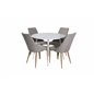 Plaza Round Table 100 cm - White top / White Legs, Leone Dining Chair - Light Grey / Oak_4