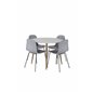 Pla za Rundt Spisebord - ø 100cm - Hvid / Eg, Arctic Dining Chair - Grå Ben - Grå Pla stic_4