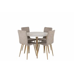 Plaza Round Dining Table - ø 100cm - White / Oak, Windu Lyx Dining Chair - Light Grey / Oak_4