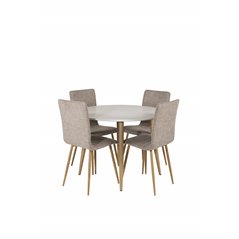 Plaza Round Dining Table - ø 100cm - White / Oak, Windu Lyx Dining Chair - Light Grey / Oak_4