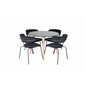 Plaza Round Dining Table - ø 100cm - Black / Oak, Arrow armchair - Black Legs - Black Velvet_4