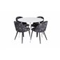 Plaza Round Table 100 cm - White top / White Legs, Velvet Dining Chair -  Black Flower fabric_4