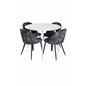 Plaza Round Table 100 cm - White top / White Legs, Velvet Dining Chair -  Black Flower fabric_4