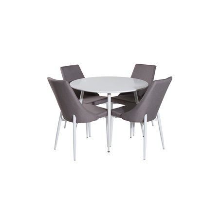 Plaza Round Table 100 cm - White top / White Legs, Leone 2,0 Dining Chair - Grey / White_4