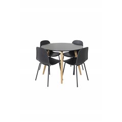 Pla za Rundt Spisebord - ø 100cm - Sort / Eg, Arctic Dining Chair - Sorte Ben - Sort Pla stic_4