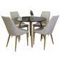 Plaza Round Dining Table - ø 100cm - Black / Oak, Leone Dining Chair - Light Grey / Oak_4