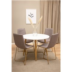 Plaza Round Dining Table - ø 100cm - White / Oak, X-Dining Chair - Grey / Oak_4