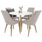 Plaza Round Dining Table - ø 100cm - White / Oak, Leone Dining Chair - Light Grey / Oak_4