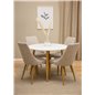 Plaza Round Dining Table - ø 100cm - White / Oak, Leone Dining Chair - Light Grey / Oak_4