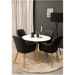 Plaza Round Dining Table - ø 100cm - White / Oak, Comfort Dining Chair - Black / Oak_4