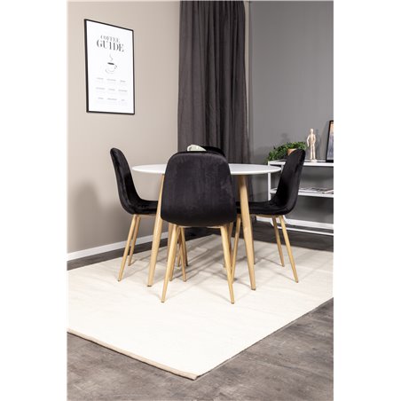 Pla za Rundt spisebord - ø 100cm - Hvid / Eg, Polar Spisestuestol - Sort / Eg_4
