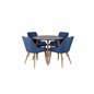 Plaza Round Dining Table - ø 100cm - Black / Oak, Plaza Dining Chair - Blue / Oak_4