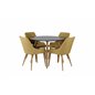 Plaza Round Dining Table - ø 100cm - Black / Oak, Plaza Dining Chair - Yellow / Oak_4