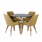 Plaza Round Dining Table - ø 100cm - Black / Oak, Plaza Dining Chair - Yellow / Oak_4