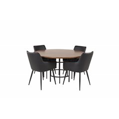 Copenhagen - Dining Table round - Brown / Black, Comfort Dining Chair - Black / Black_4