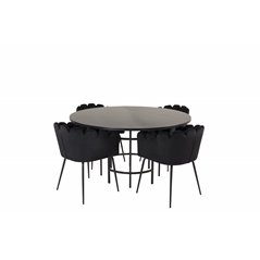 Copenhagen - Dining Table round - Black / Black, Limhamn - Chair - Black Velvet_4