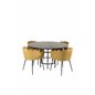 Copenhagen - Dining Table round - Black / Black, Limhamn - Chair - Gold Velvet_4