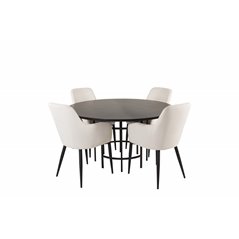 Copenhagen - Dining Table round - Black / Black, Comfort Dining Chair - Beige / Black_4