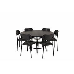 Copenhagen - Dining Table round - Black / Black, Polly Dining Chair - Nature / Black_6