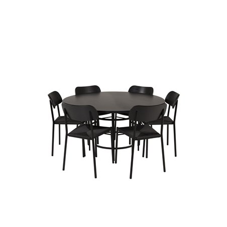 Copenhagen - Dining Table round - Black / Black, Polly Dining Chair - Nature / Black_6