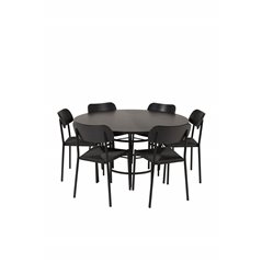 Copenhagen - Dining Table round - Black / Black, Polly Dining Chair - Nature / Black_6