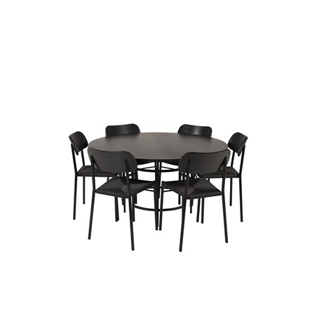 Copenhagen - Dining Table round - Black / Black, Polly Dining Chair - Nature / Black_6