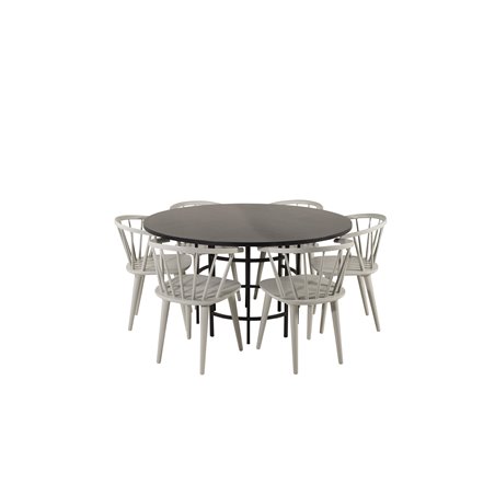 Copenhagen - Dining Table round - Black / Black, Bullerbyn Windsor Dining Chair - Grey_6